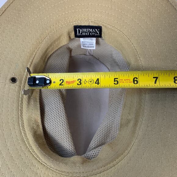 Dorfman Hat Co. Wide Brim Sun Panama Hat Large Mesh Vented Fishing Tan Size XL - Picture 2 of 9